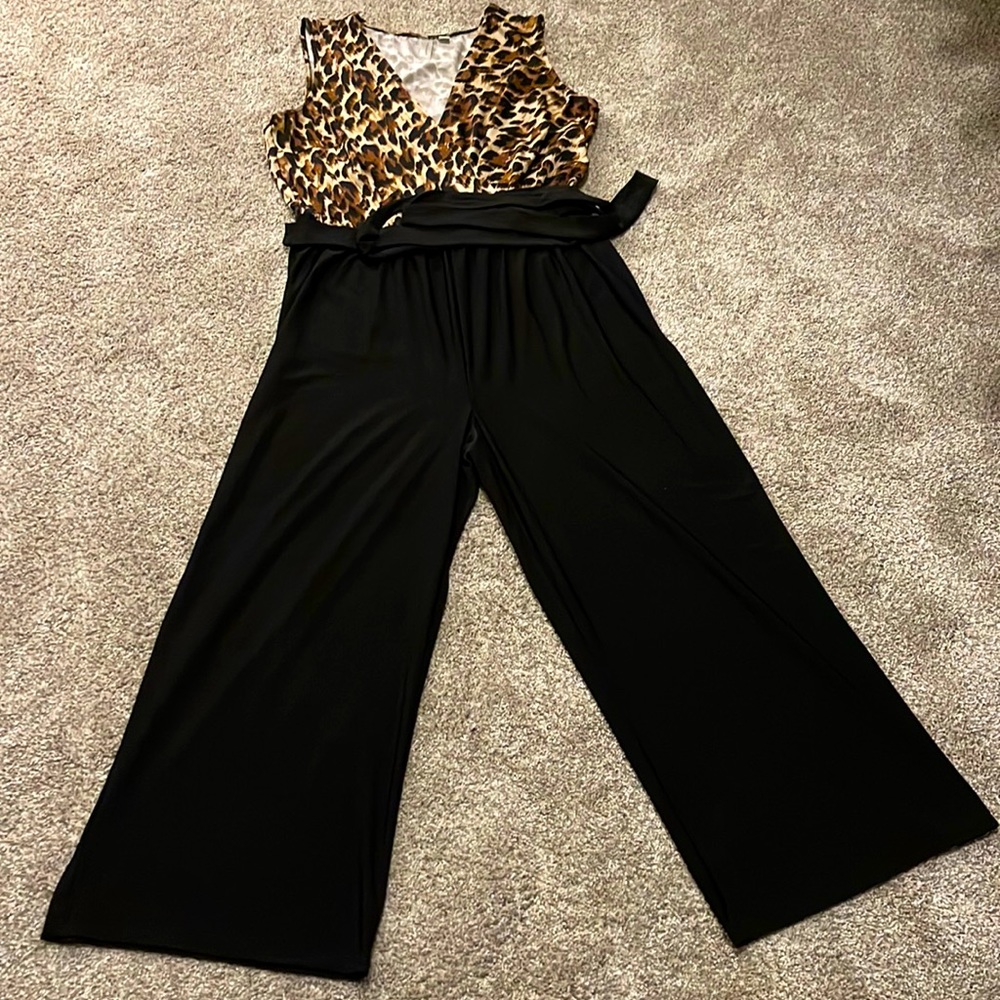 Tacera Black and Animal print one peace. Size 1x